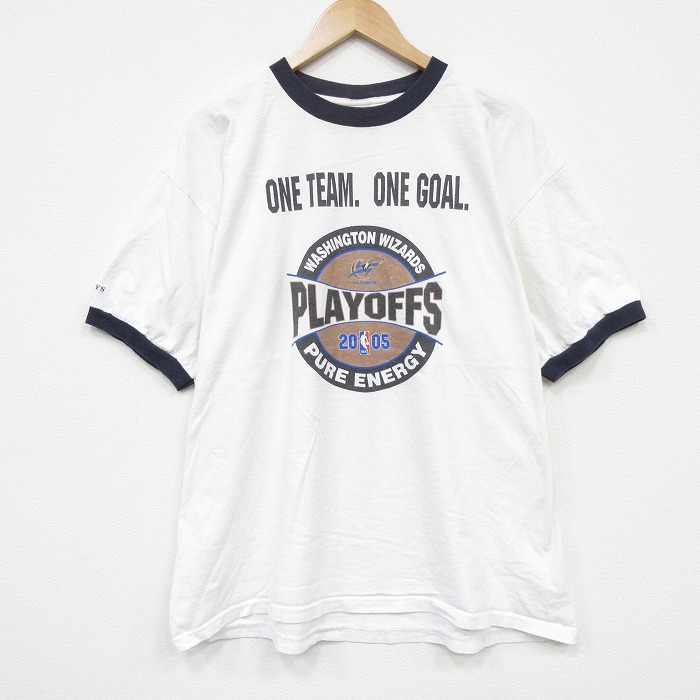 XL★古着 半袖 ビンテージ Tシャツ メンズ 00年代 00s NBA ワシントンウィザーズ 大きいサイズ コットン クルーネック 白 リンガー バスケットボール 26may21