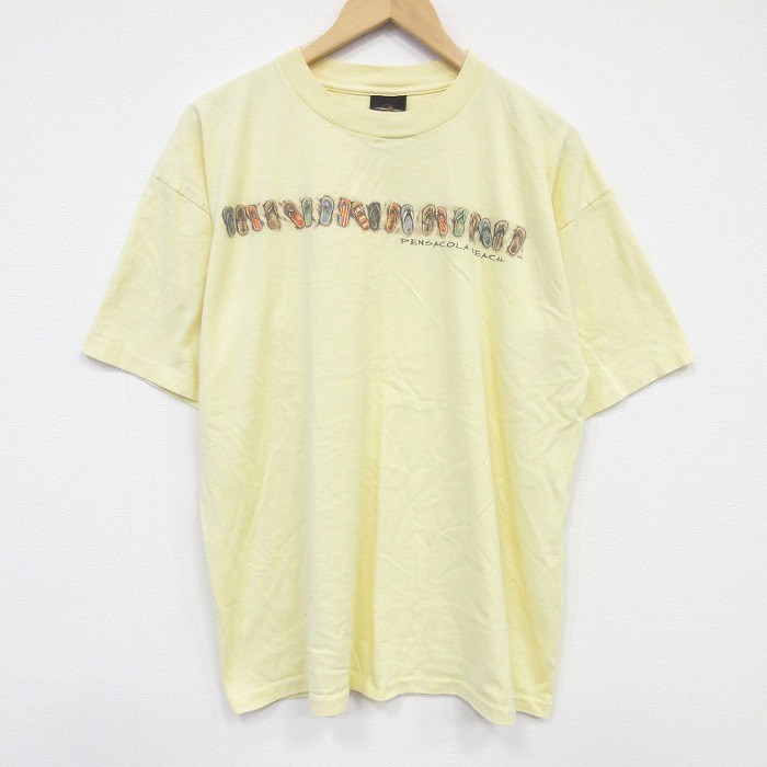 90s 半袖Tシャツ サンダル イエロー XL | 古着