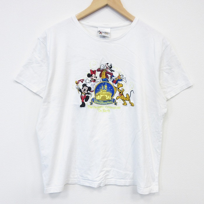 ディズニー 00s 半袖Tシャツ ミッキーミニー刺繍 ホワイト L | 古着