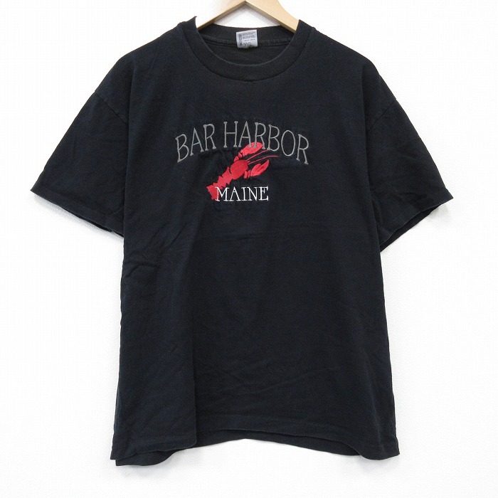 90s 半袖Tシャツ バーハーバー刺繍 ブラック XL | 古着