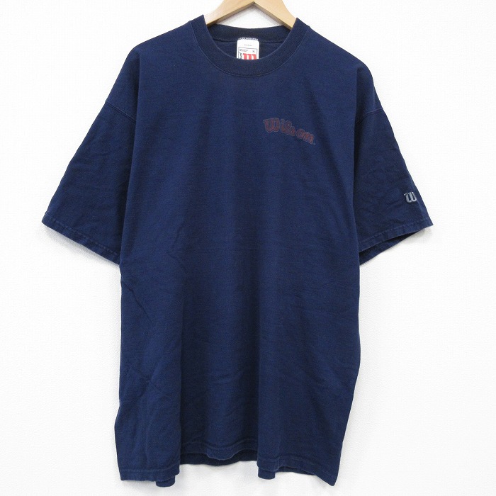 ウィルソン 90s 半袖Tシャツ ワンポイントロゴ ネイビー XL | 古着