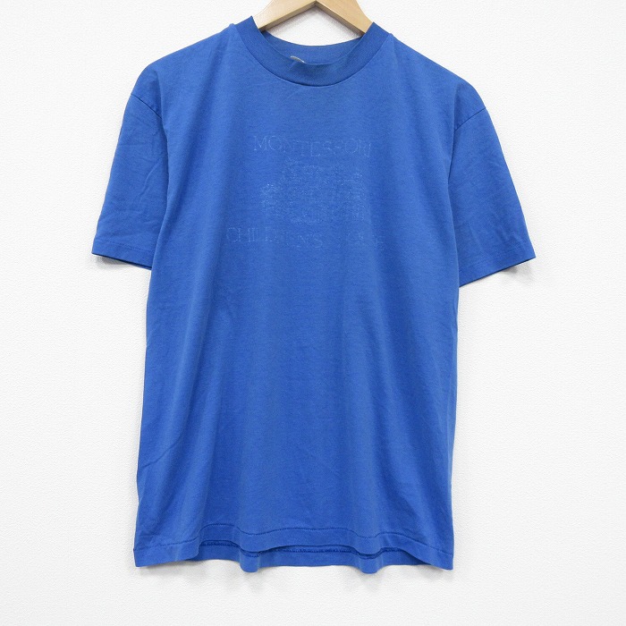 ヘインズ 80s 半袖Tシャツ MONTESSORI ブルー L | 古着