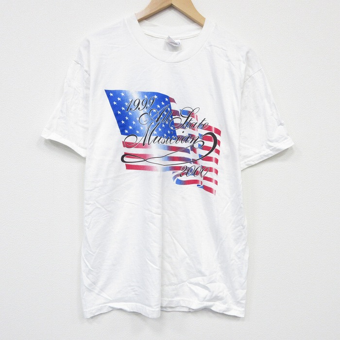 【20%OFF】ヘインズ 00s 半袖Tシャツ 星条旗 ホワイト メンズL相当 | 古着