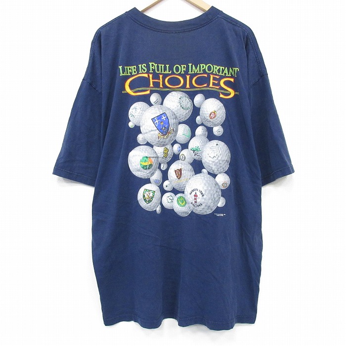 90s 半袖Tシャツ ゴルフボール ネイビー メンズXL相当 | 古着