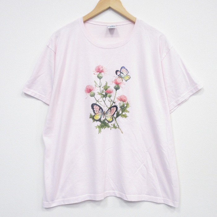 90s 半袖Tシャツ チョウ ピンク XL | 古着