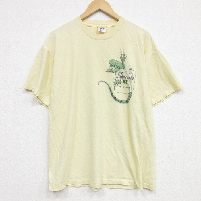 90s 半袖Tシャツ イグアナ イエロー メンズXL相当 | 古着