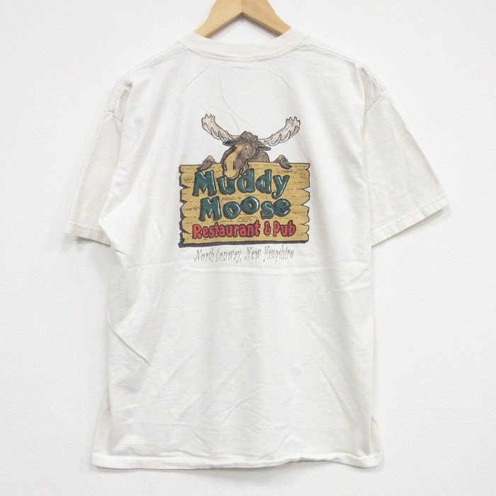 【20%OFF】00s 半袖Tシャツ ムース 生成り ベージュ メンズL相当 | 古着