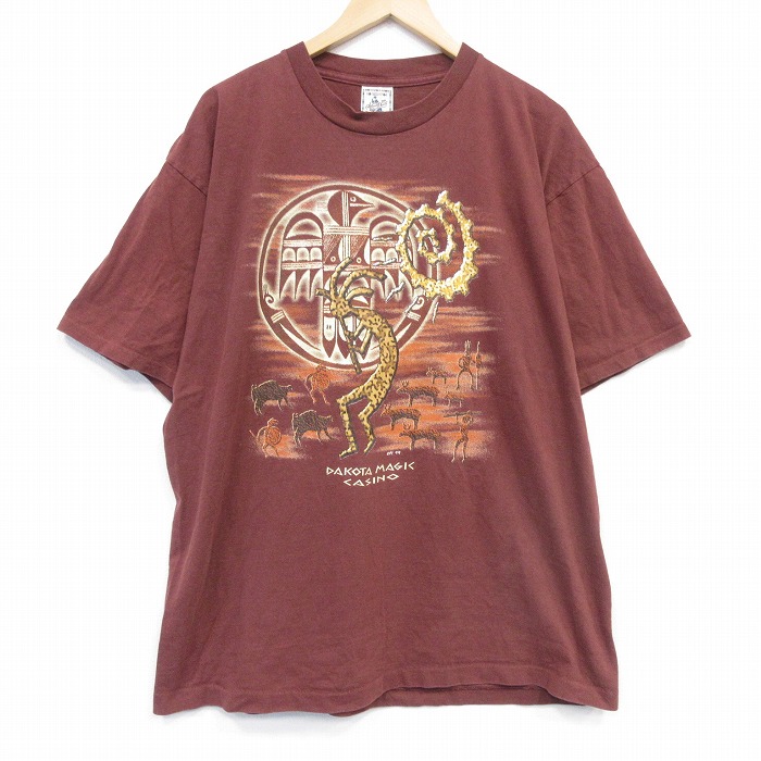 ココペリ 90s 半袖Tシャツ ホピ族 バーガンディ XL | 古着