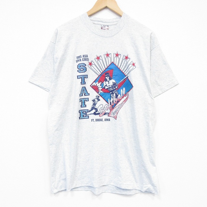 フルーツオブザルーム 90s 半袖Tシャツ ソフトボール グレー XL | 古着