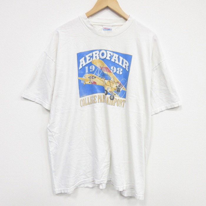 ヘインズ 90s 半袖Tシャツ 飛行機 ホワイト XL | 古着