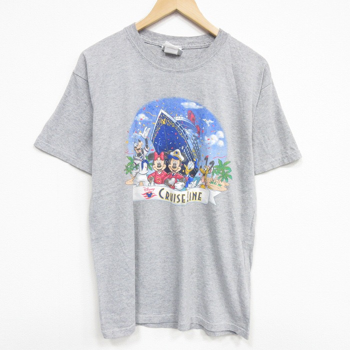 00s 半袖Tシャツ ディズニークリーズライン グレー L | 古着