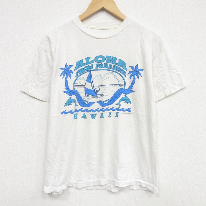 80s 半袖Tシャツ アロハ ホワイト L | 古着
