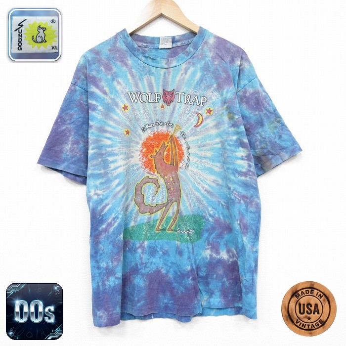 00s 半袖Tシャツ ウルフ ライトブルー メンズXL相当 | 古着