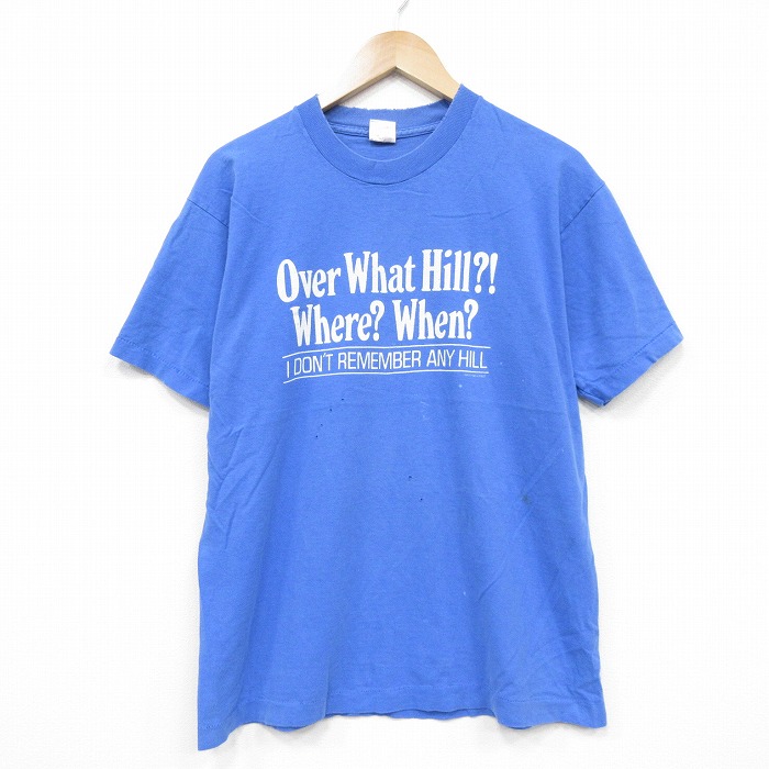 フルーツオブザルーム 90s 半袖Tシャツ メッセージ ブルー L | 古着