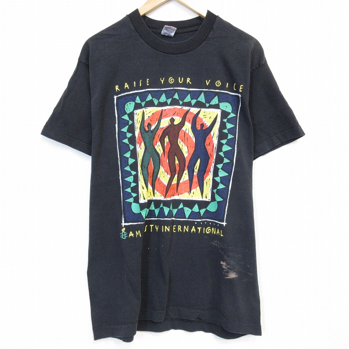フルーツオブザルーム 90s 半袖Tシャツ アムネスティ ブラック L | 古着