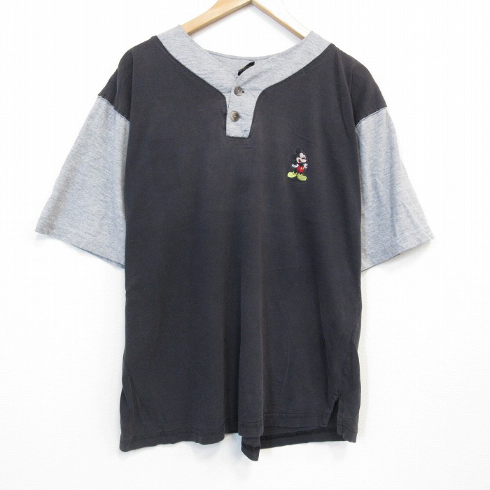 90s 半袖Tシャツ ディズニーミッキー ブラック XL | 古着