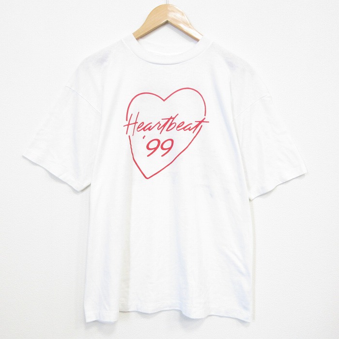 90s 半袖Tシャツ ハート ホワイト XL | 古着