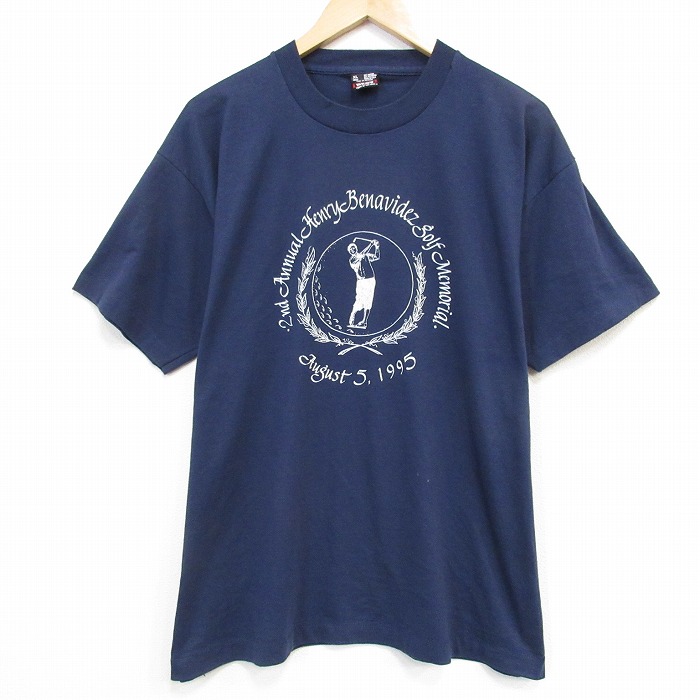 フルーツオブザルーム 90s 半袖Tシャツ ゴルフ ネイビー XL | 古着