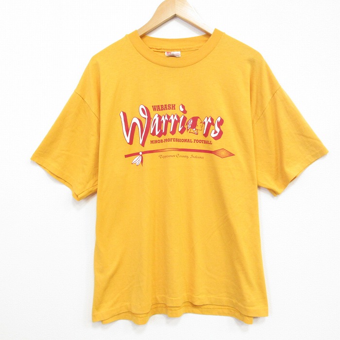 XL★古着 ヘインズ 半袖 ビンテージ Tシャツ メンズ 90年代 90s インディアン 大きいサイズ クルーネック USA製 イエロー【spe】 26jun01