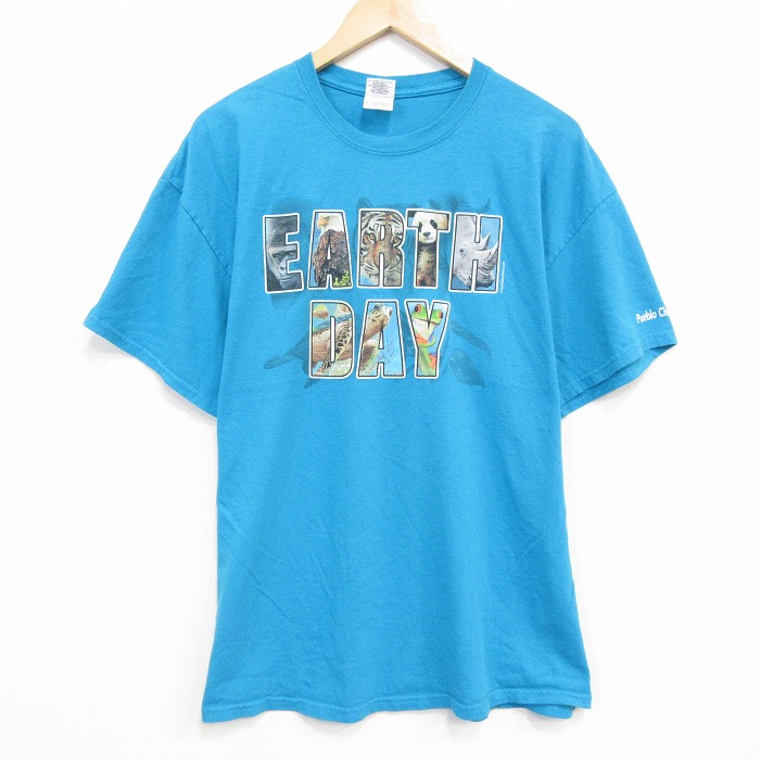 【20%OFF】00s 半袖Tシャツ アースデイ ブルー メンズXL相当 | 古着