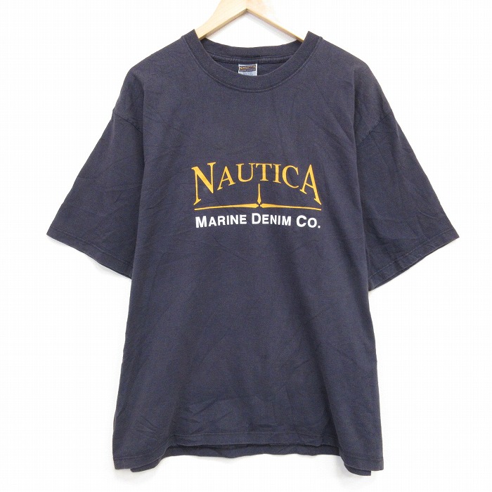 ノーティカ 90s 半袖Tシャツ ビッグロゴ ネイビー XL | 古着