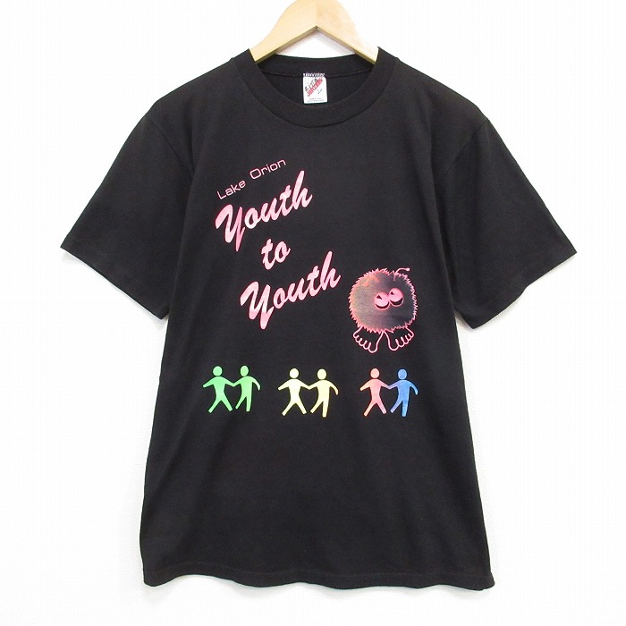 L★古着 ジャージーズ 半袖 ビンテージ Tシャツ メンズ 80年代 80s Youth クルーネック USA製 ブラック【spe】 26jun01