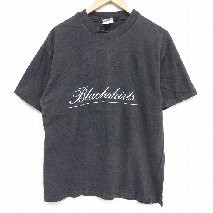 L★古着 ヘインズ 半袖 ビンテージ Tシャツ メンズ 90年代 90s Blackshirts コットン クルーネック USA製 ブラック【spe】 26jun01