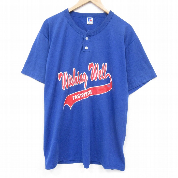ラッセル 80s 半袖Tシャツ FAST PITCH ブルー XL | 古着