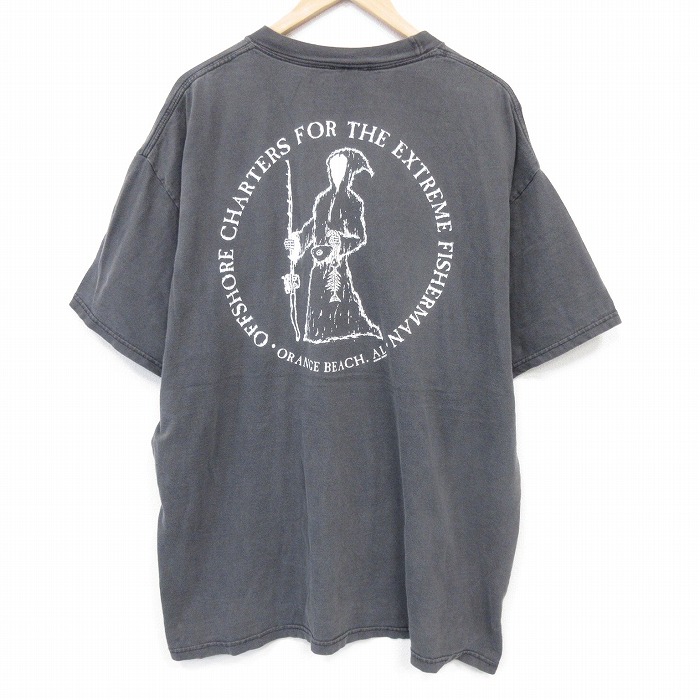 XL★古着 ヘインズ 半袖 ビンテージ Tシャツ メンズ 00年代 00s フィッシャーマン 胸ポケット付き フェード 大きいサイズ コットン クルーネック ブラック【spe】 26jun01