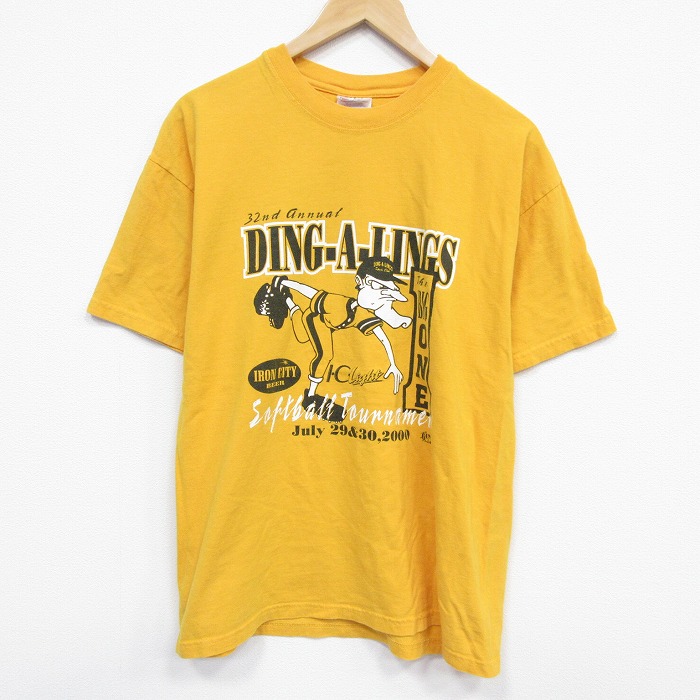 ヘインズ 00s 半袖Tシャツ ソフトボール イエロー L | 古着