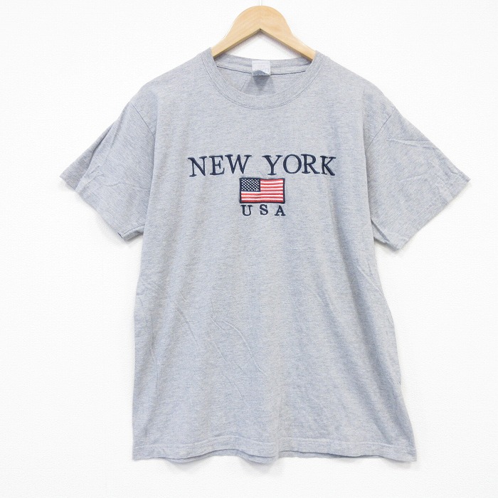 00s 半袖Tシャツ ニューヨーク刺繍 グレー メンズL相当 | 古着