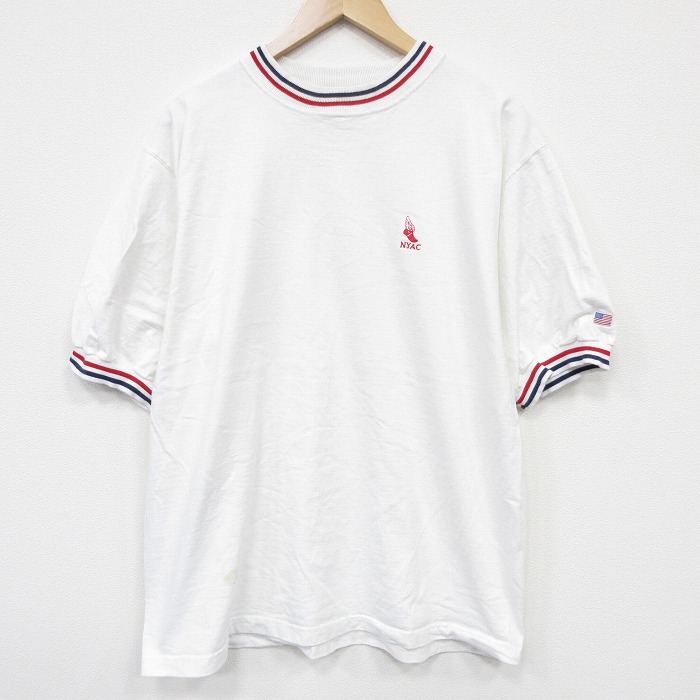 XL★古着 半袖 ビンテージ Tシャツ メンズ 90年代 90s ウィングフット 大きいサイズ コットン クルーネック USA製 ホワイト 26jun02