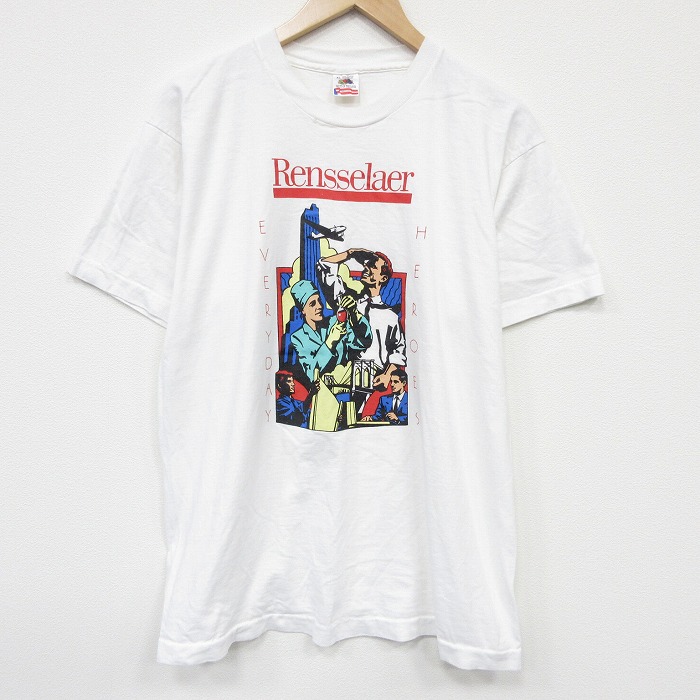 フルーツオブザルーム 90s 半袖Tシャツ Rensselaer ホワイト XL | 古着