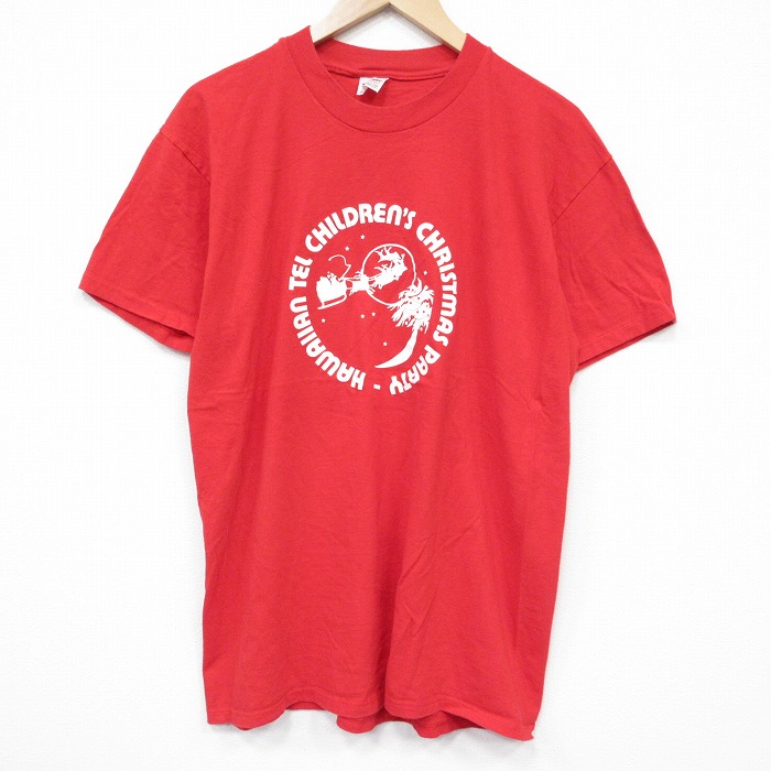 80s 半袖Tシャツ クリスマス レッド XL | 古着