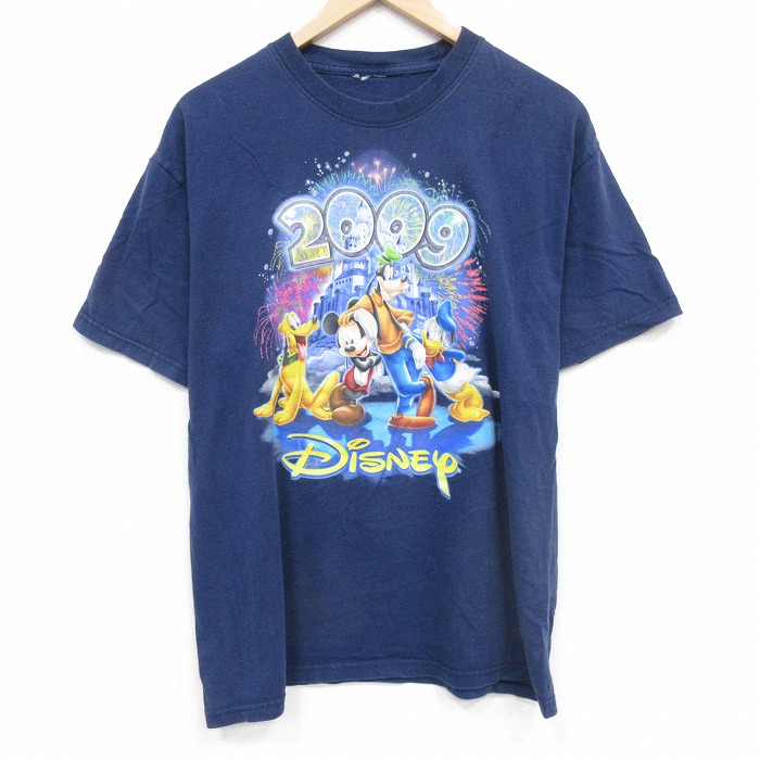 ディズニー 00s 半袖Tシャツ ミッキーグーフィー ネイビー L | 古着