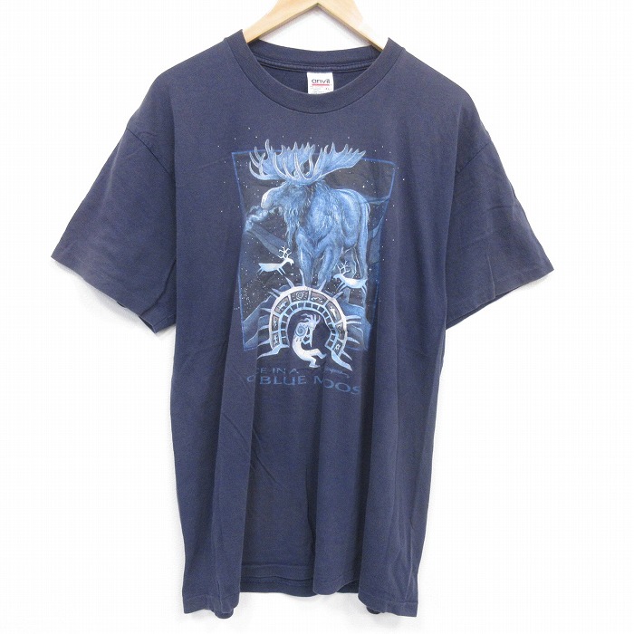 90s 半袖Tシャツ シカフェード ネイビー XL | 古着