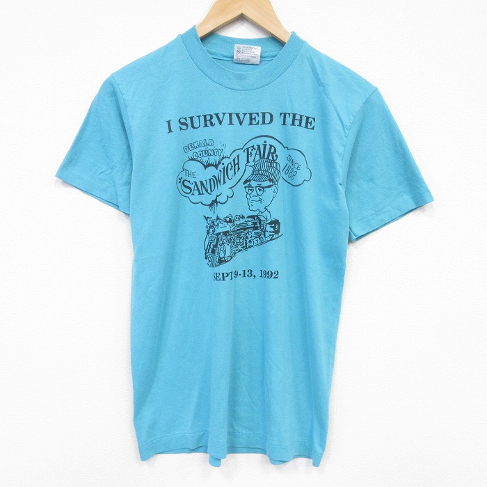 ヘインズ 90s 半袖Tシャツ 汽車 ライトブルー S | 古着