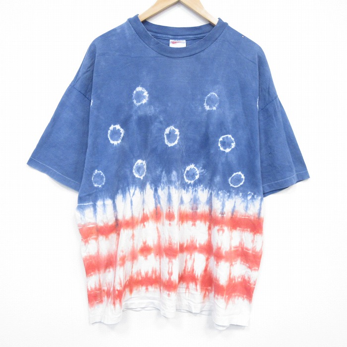 ヘインズ 90s 半袖Tシャツ タイダイ ネイビー XL | 古着