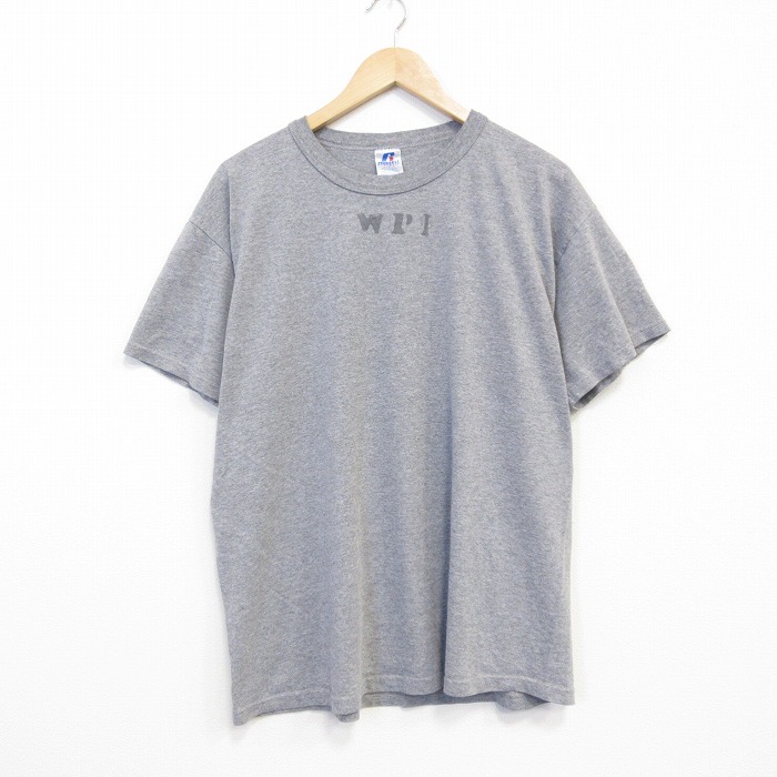 XL★古着 ラッセル 半袖 ビンテージ Tシャツ メンズ 00年代 00s WPI ステンシル クルーネック グレー 霜降り【spe】 26jun03