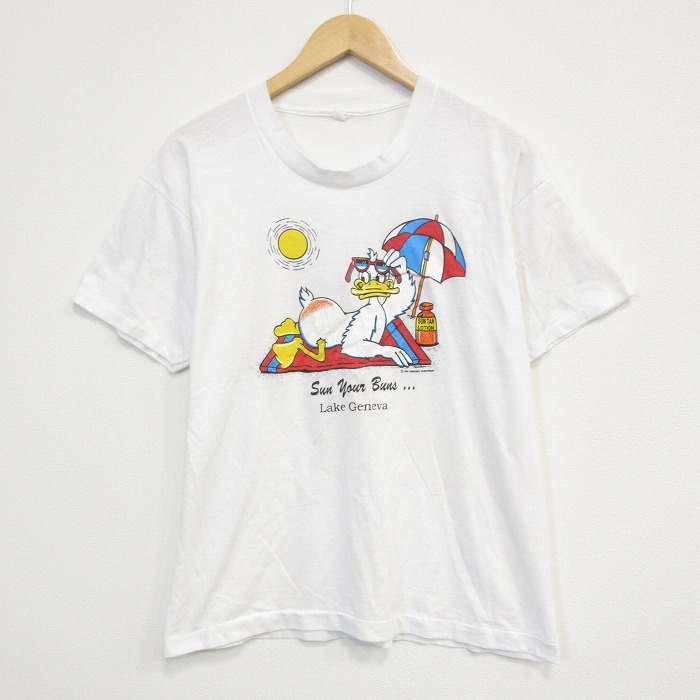 80s 半袖Tシャツ 鳥 ホワイト L | 古着