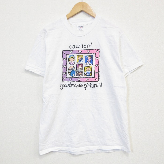 90s 半袖Tシャツ caution ホワイト メンズM相当 | 古着