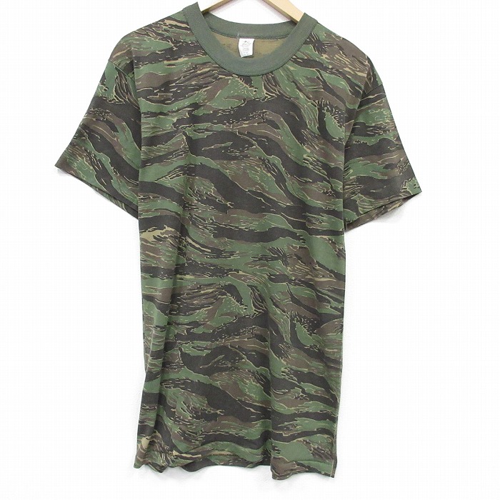 80s 半袖Tシャツ タイガーカモ カーキ M | 古着