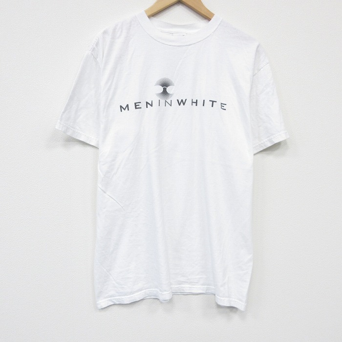 【20%OFF】00s 半袖Tシャツ MENINWHITEプリント ホワイト メンズL相当 | 古着