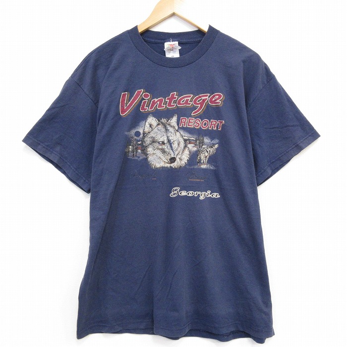 【20%OFF】フルーツオブザルーム 00s 半袖Tシャツ オオカミ ネイビー メンズXL相当 | 古着