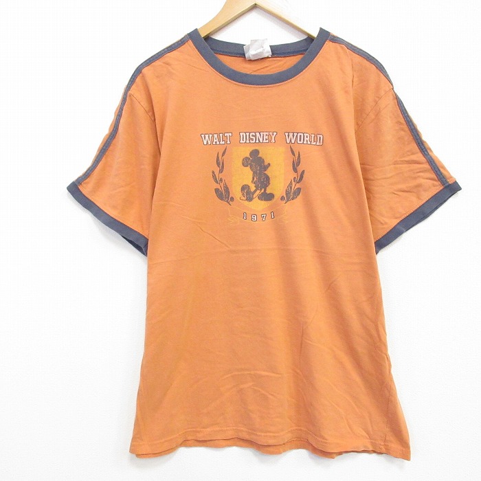 ディズニー 00s 半袖Tシャツ ミッキー オレンジ メンズXL相当 | 古着