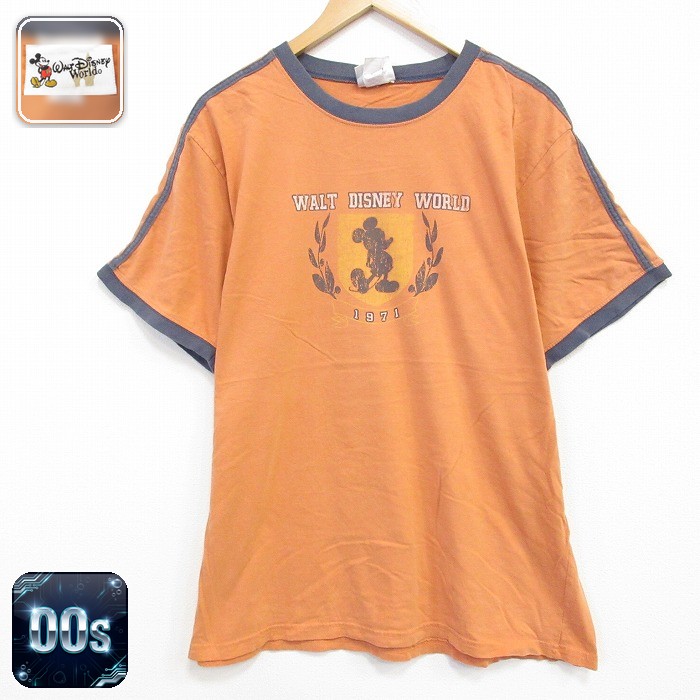 ディズニー 00s 半袖Tシャツ ミッキー オレンジ メンズXL相当 | 古着
