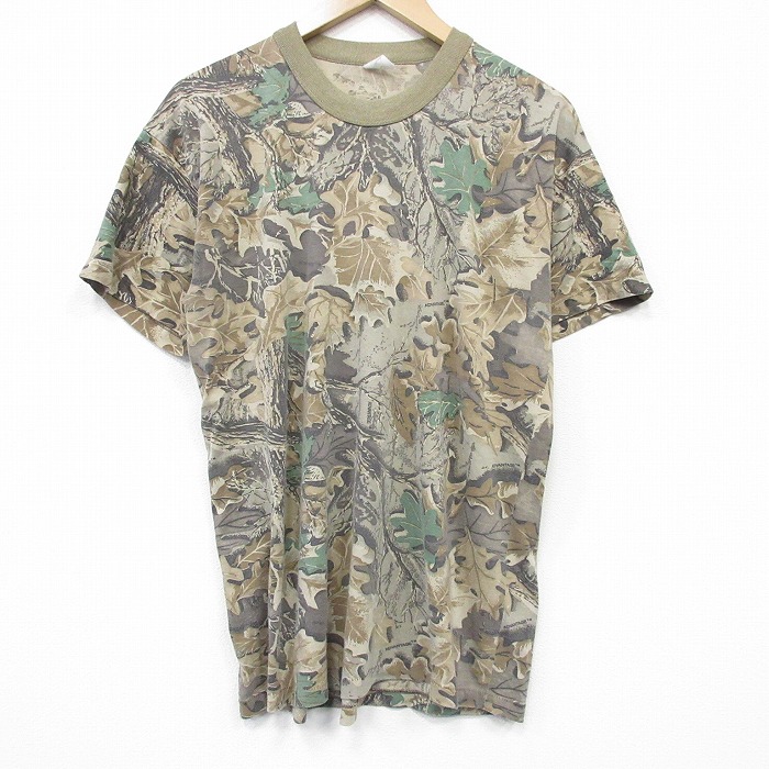 【20%OFF】80s 半袖Tシャツ 迷彩 ベージュ メンズL相当 | 古着