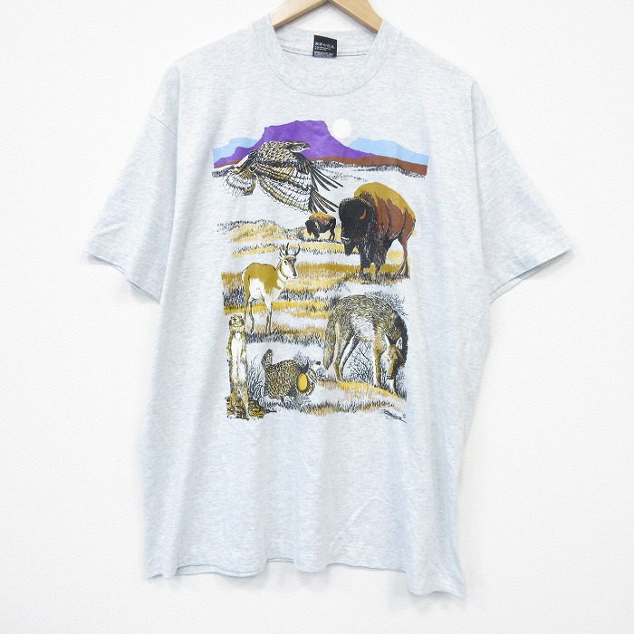 スクリーンスターズ 80s 半袖Tシャツ シカキツネ グレー メンズXL相当 | 古着