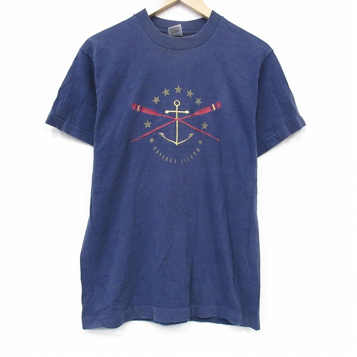 【20%OFF】フルーツオブザルーム 90s 半袖Tシャツ イカリ刺繍 ネイビー メンズM相当 | 古着