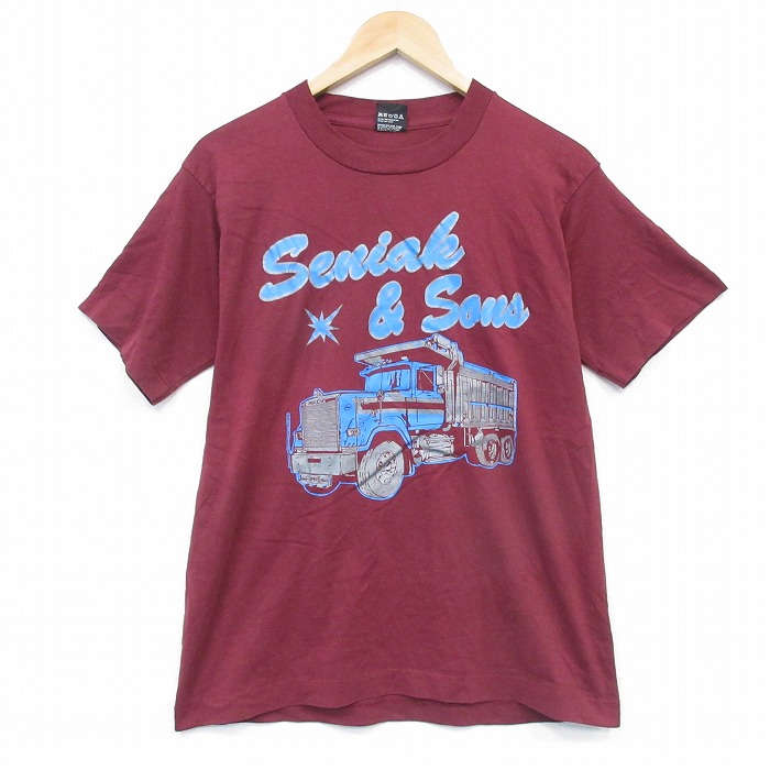 スクリーンスターズ 80s 半袖Tシャツ トラック バーガンディ M | 古着